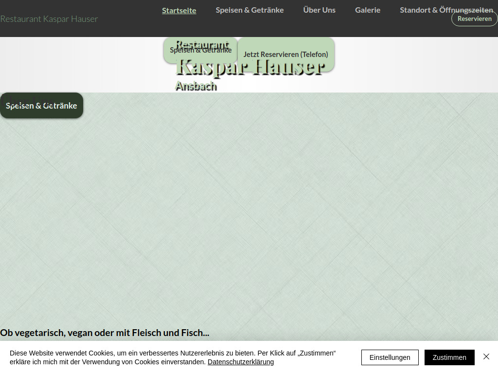Website von Restaurant Kaspar Hauser in Ansbach