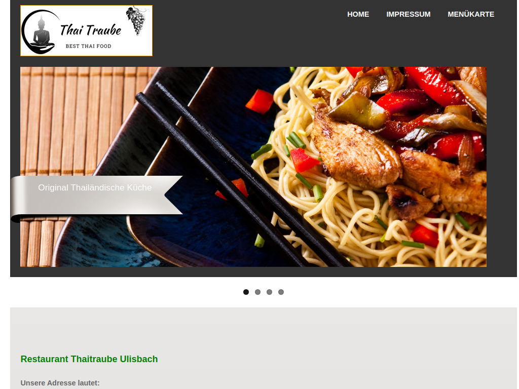 Website von Restaurant Thai Traube in Ulisbach