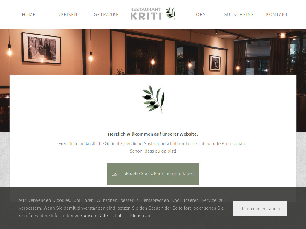 Website von Restaurant Kriti in Grana