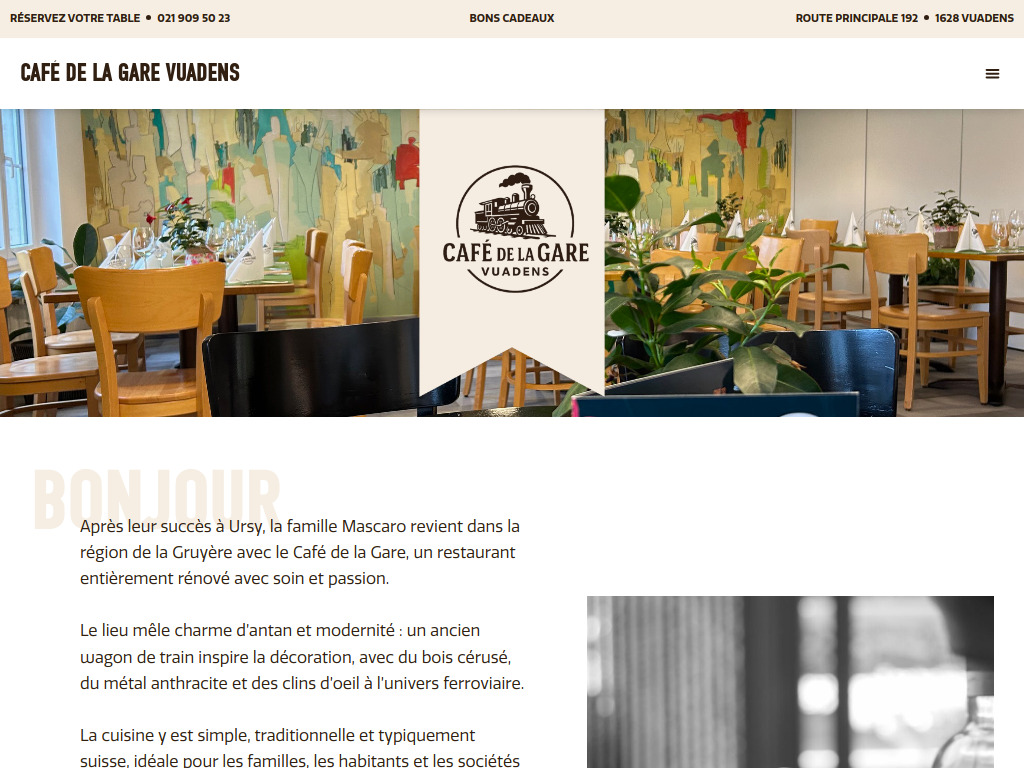 Website von Accueil - Café de la Gare Vuadens in Vuadens