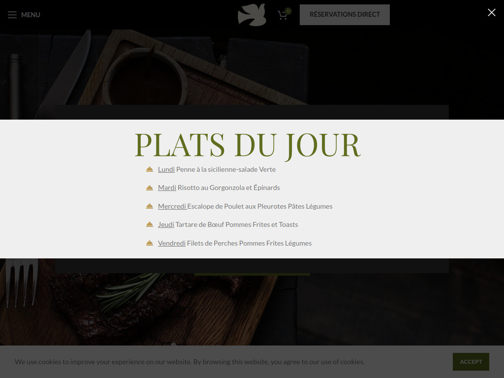 Website von Restaurant La Colombe in Genève
