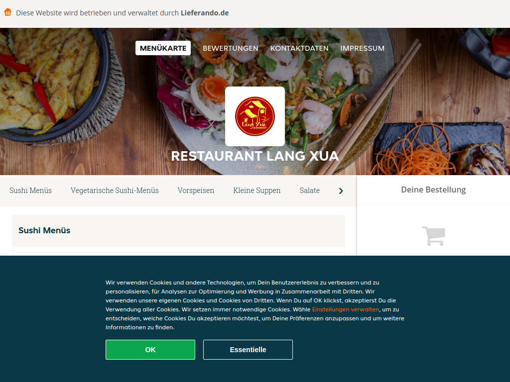 Website von Restaurant Lang Xua - Essen online bestellen in Berlin