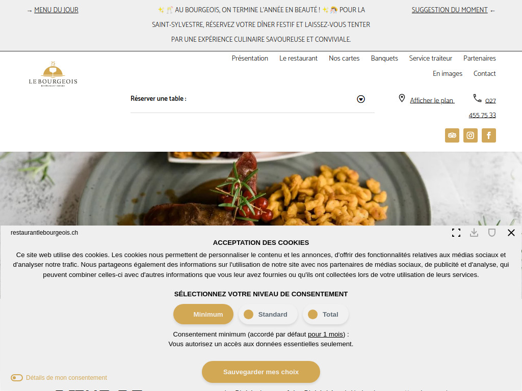 Website von Restaurant Le Bourgeois Sàrl in Sierre