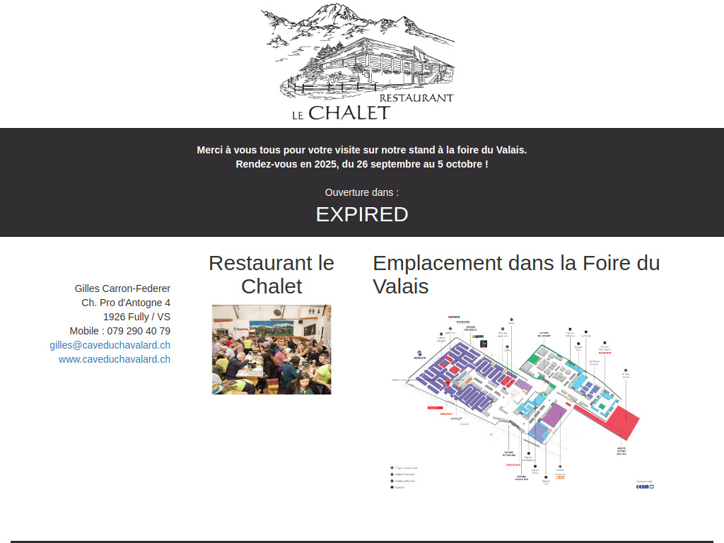 Website von Restaurant Le Chalet in Fully