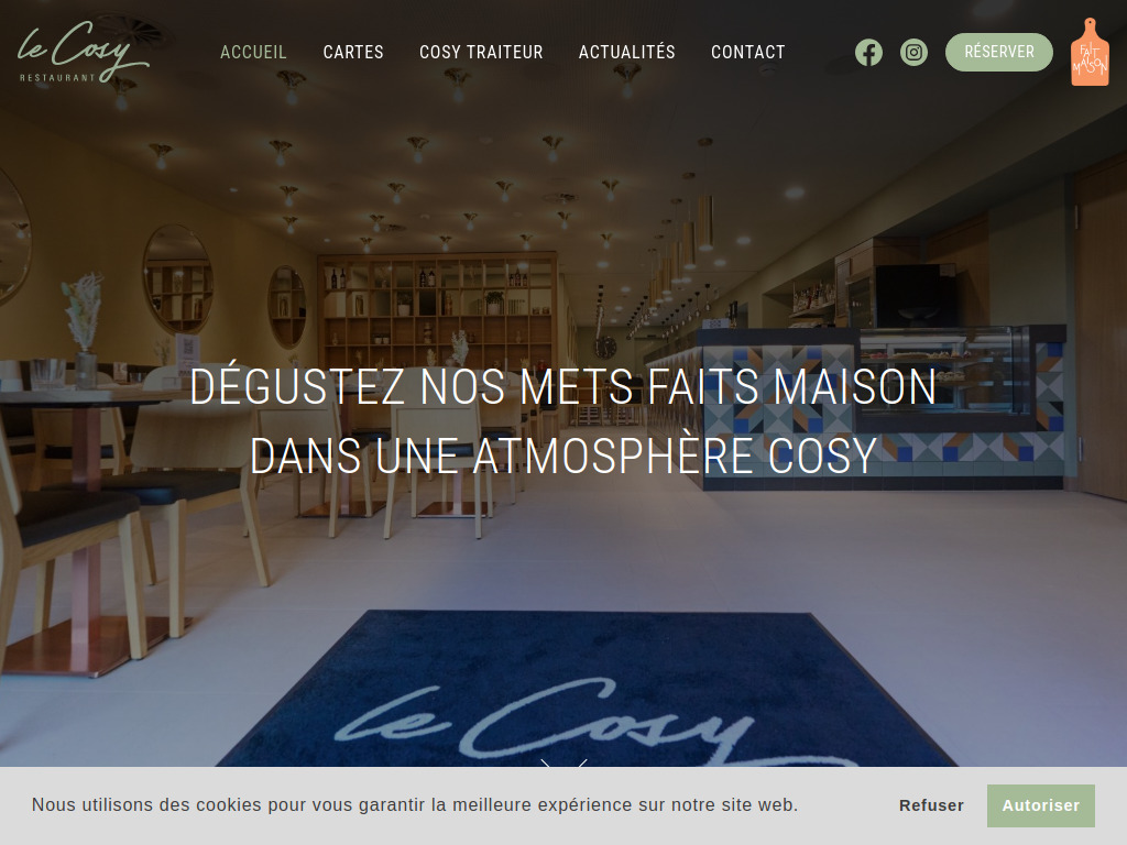 Website von Restaurant Le Cosy in Penthalaz