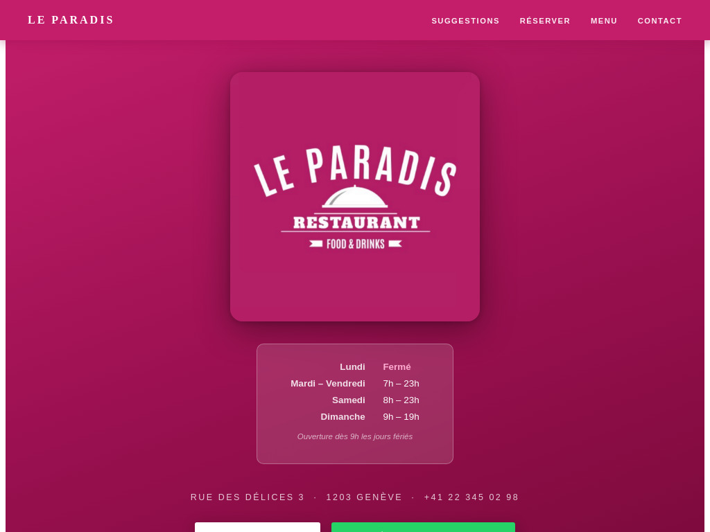 Website von Le Paradis in Genève