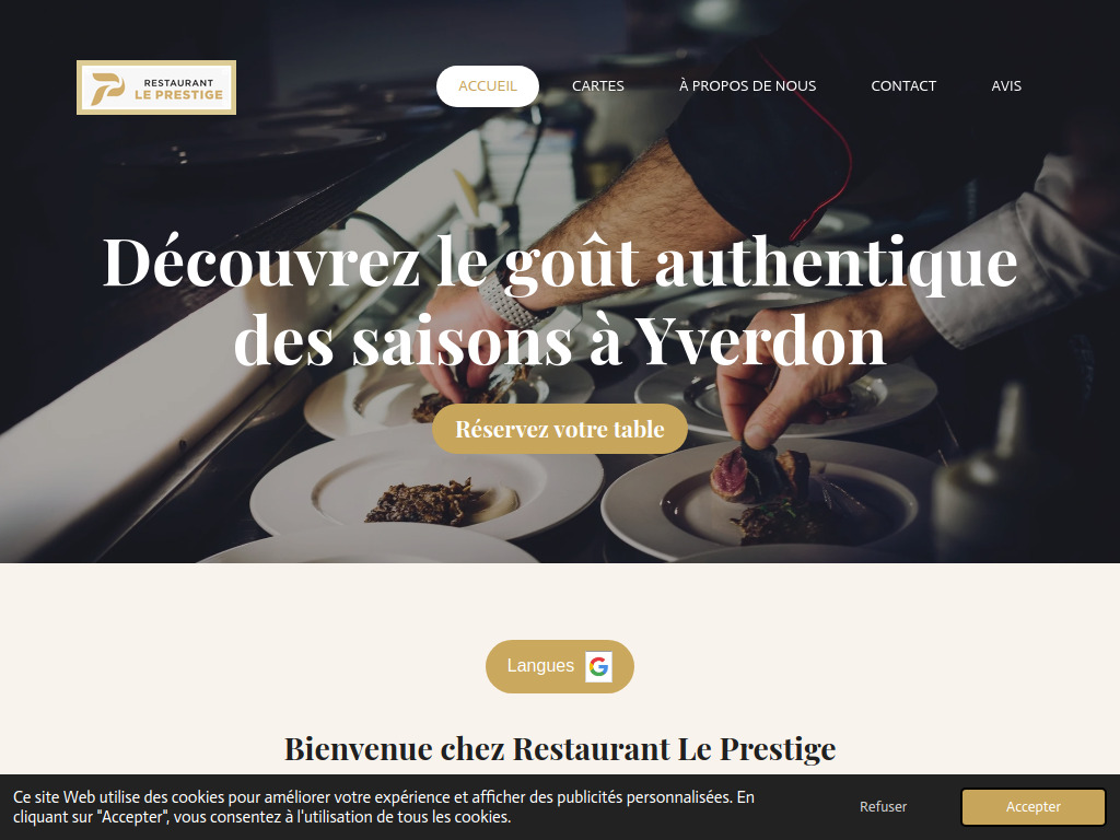 Website von Restaurant Le Prestige in Yverdon-les-Bains