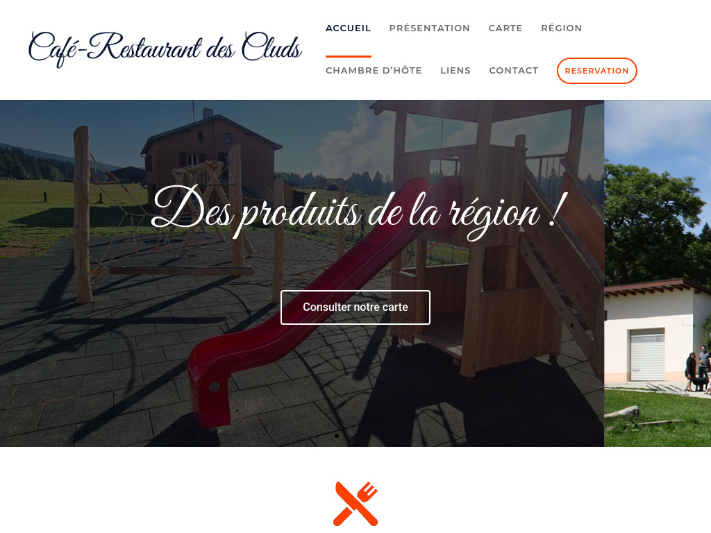 Website von Café-Restaurant des Cluds in Bullet