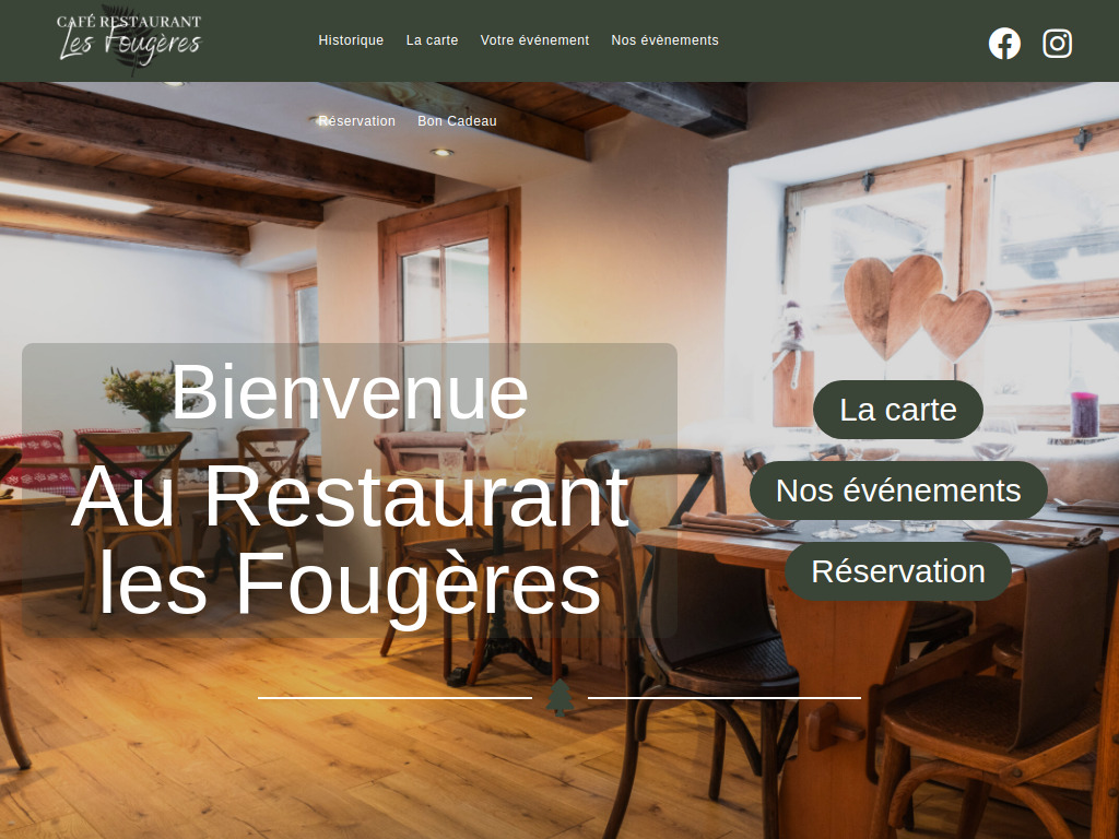 Website von Restaurant Les Fougères in Blonay