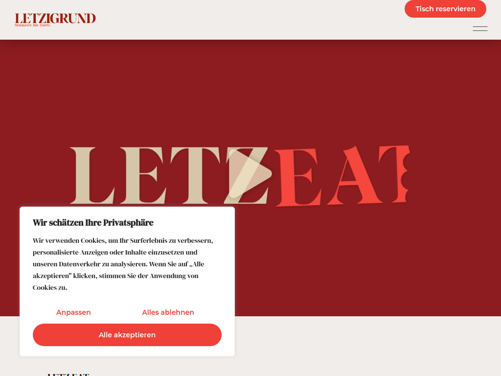 Website von Restaurant Letzigrund in Zürich