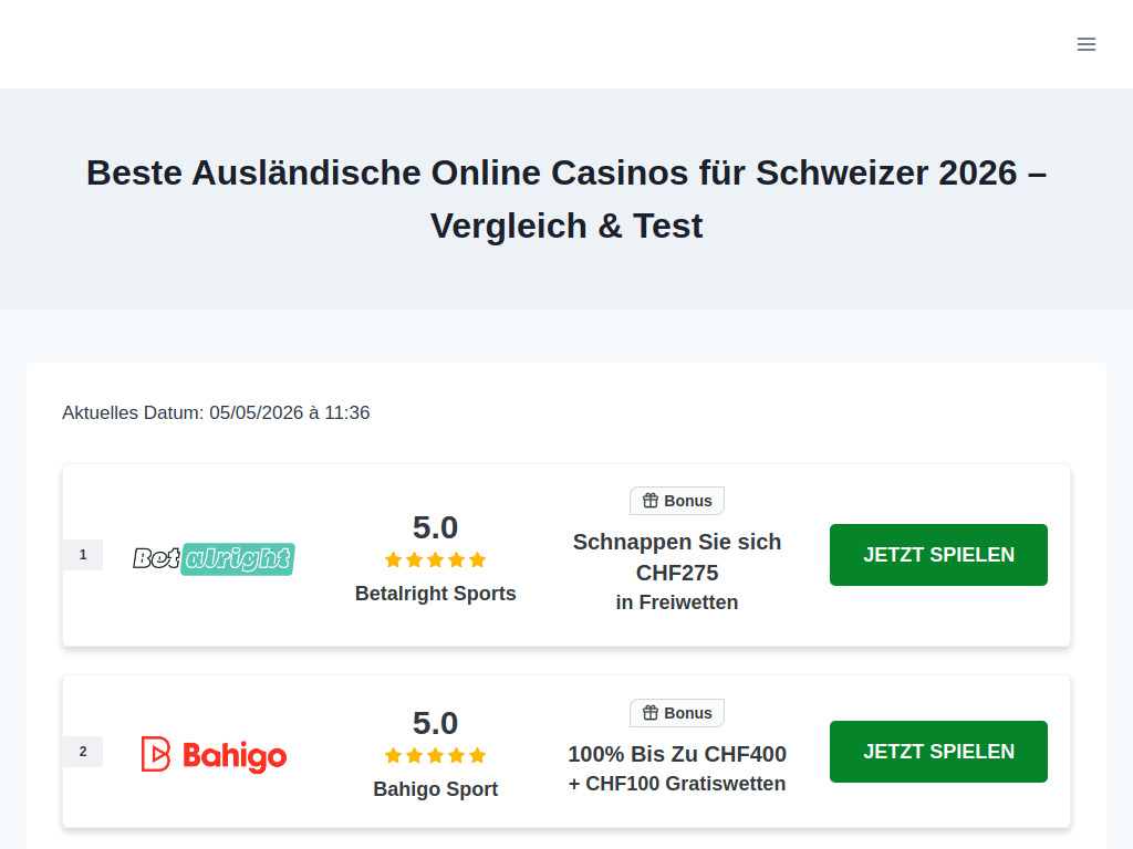 Website von Beste Ausländische Online Casinos Schweiz in Flüelen