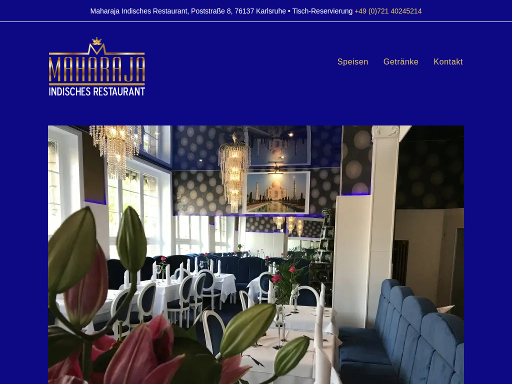 Website von Maharaja Indisches Restaurant in Karlsruhe