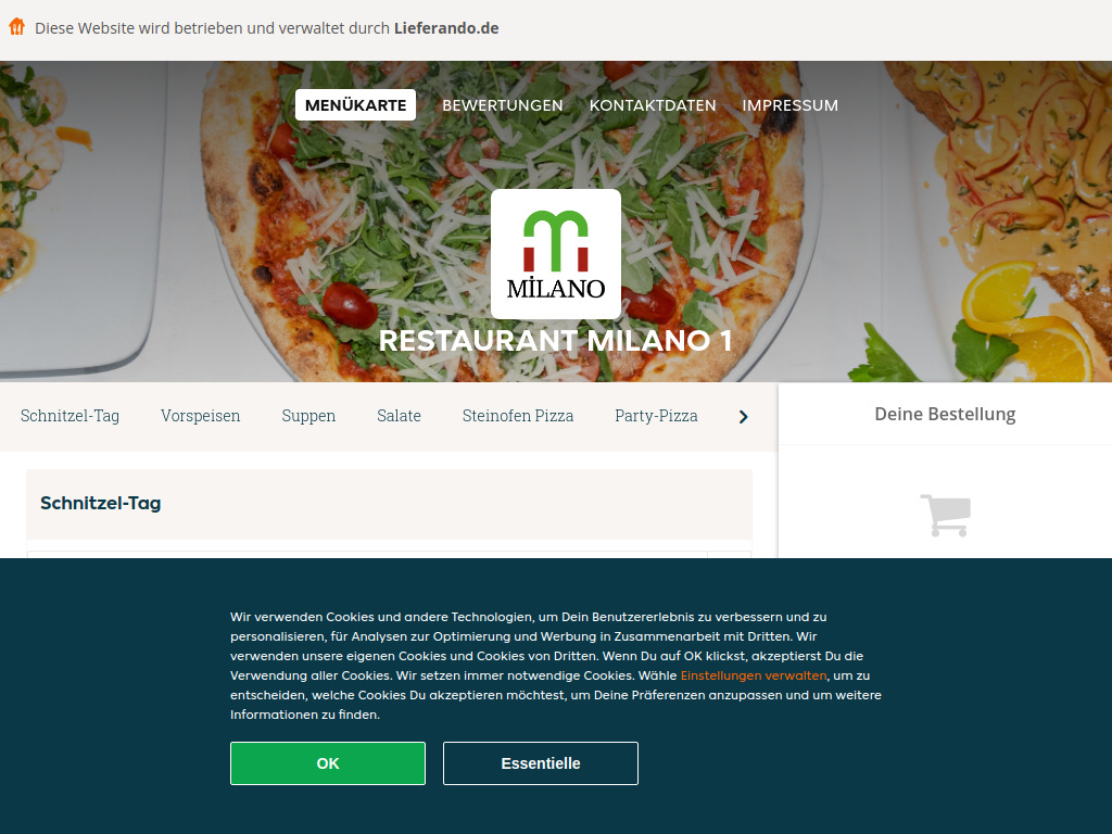 Website von Restaurant Milano 1 - Essen online bestellen in Maintal in Maintal
