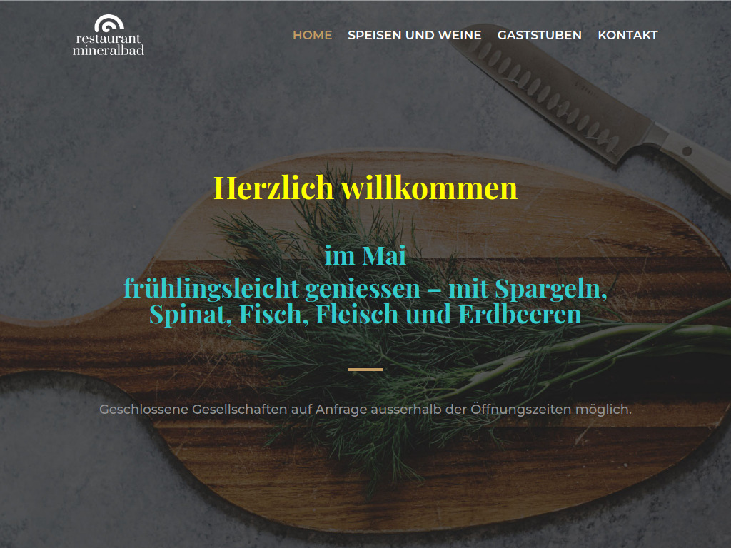 Website von Restaurant Mineralbad