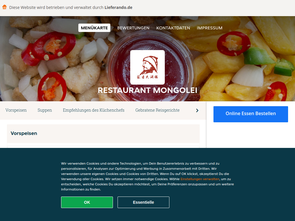 Website von Restaurant Mongolei - Essen online bestellen in Bad Vilbel in Bad Vilbel