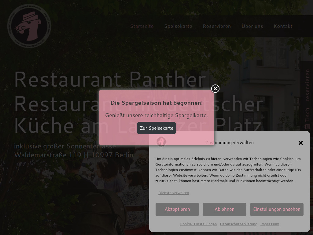 Website von Restaurant Panther Berlin in Berlin