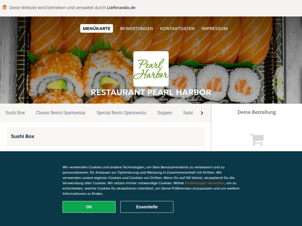 Website von Restaurant Pearl Harbor - Essen online bestellen in Melbeck in Melbeck