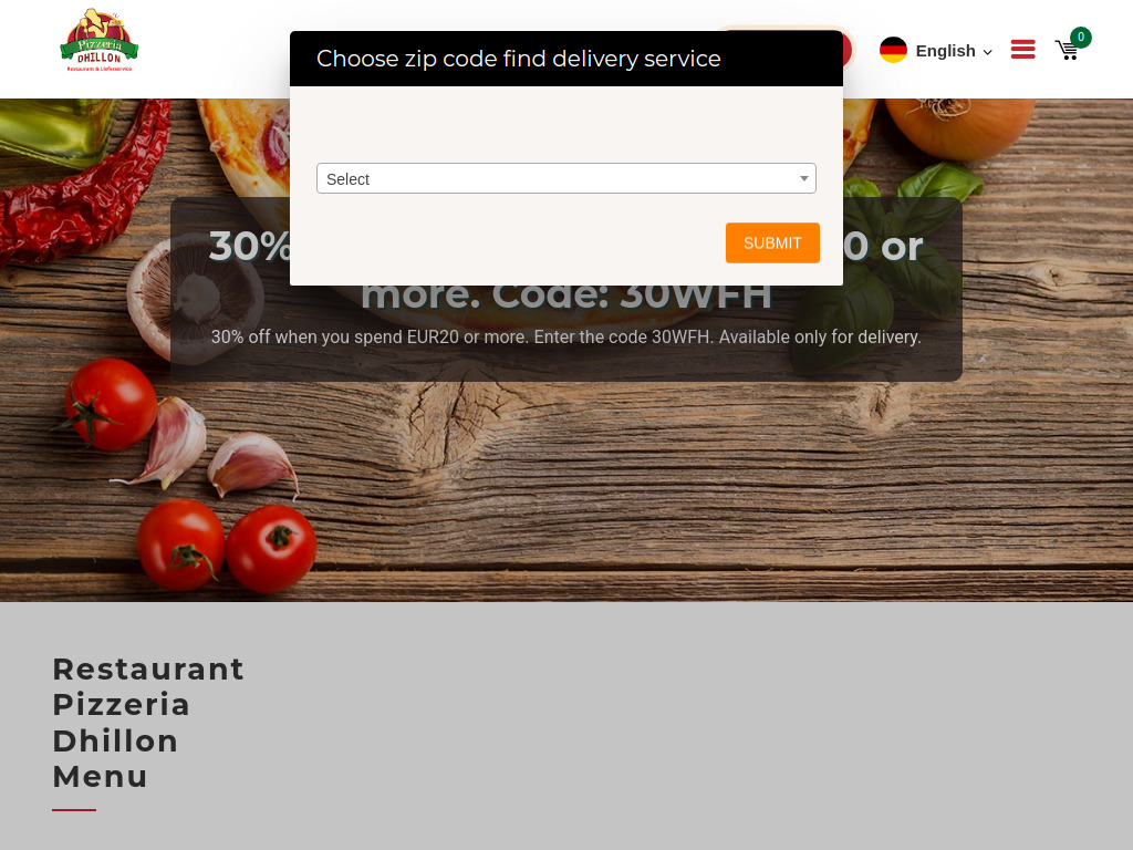 Website von Restaurant Pizzeria Dhillon in Griesheim