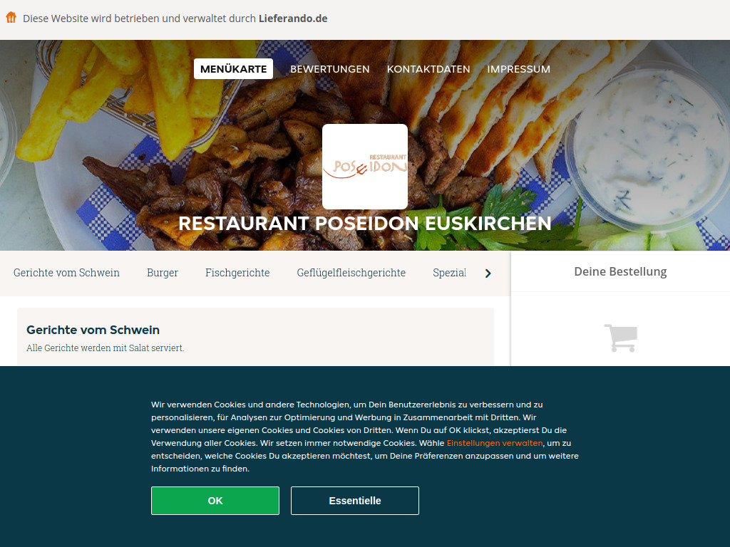 Website von Restaurant Poseidon Euskirchen - Essen online bestellen in Euskirchen in Euskirchen