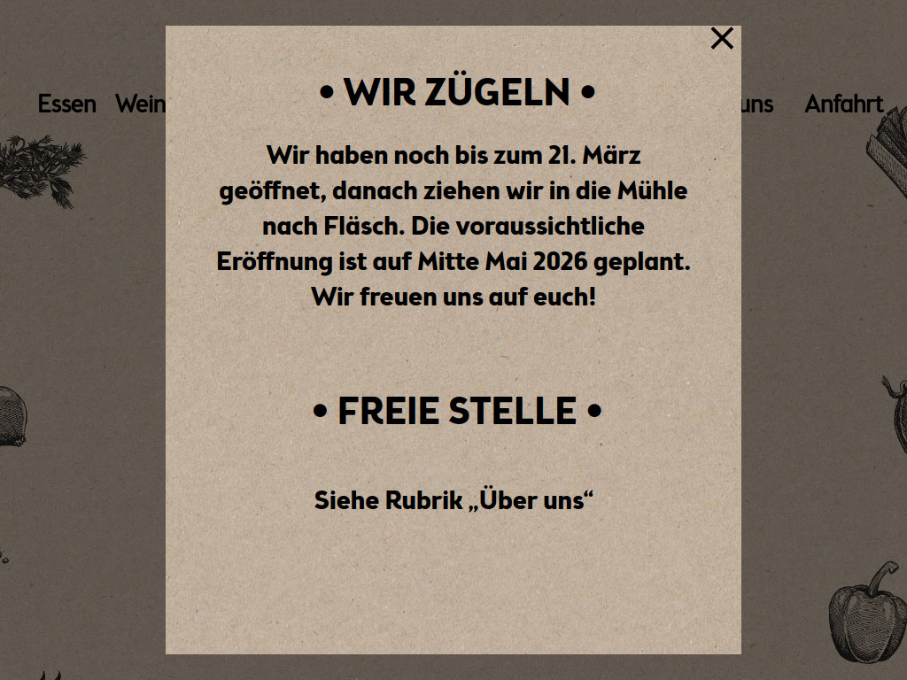 Website von Restaurant Rätia in Jenins