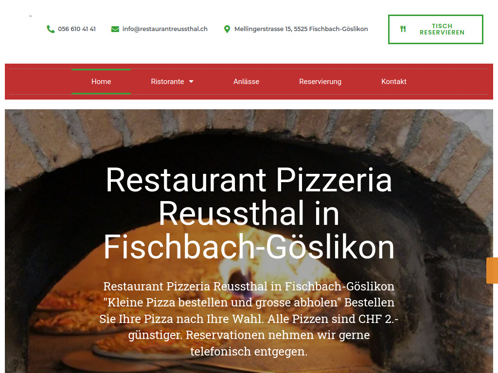 Website von Feine Küche, herzliche Gastfreundschaft in Fischbach-Göslikon