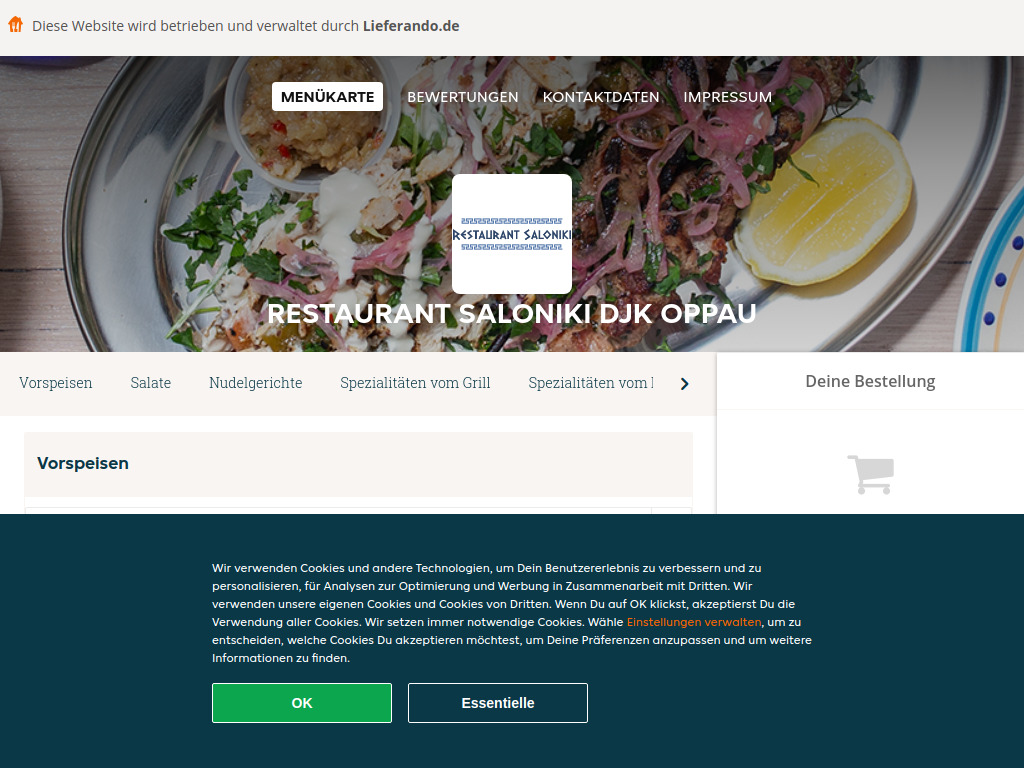 Website von Restaurant Saloniki DJK Oppau - Essen online bestellen in Ludwigshafen-Oppau in Ludwigshafen-Oppau
