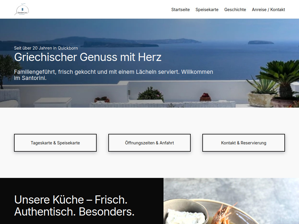 Website von Restaurant Santorini in Quickborn