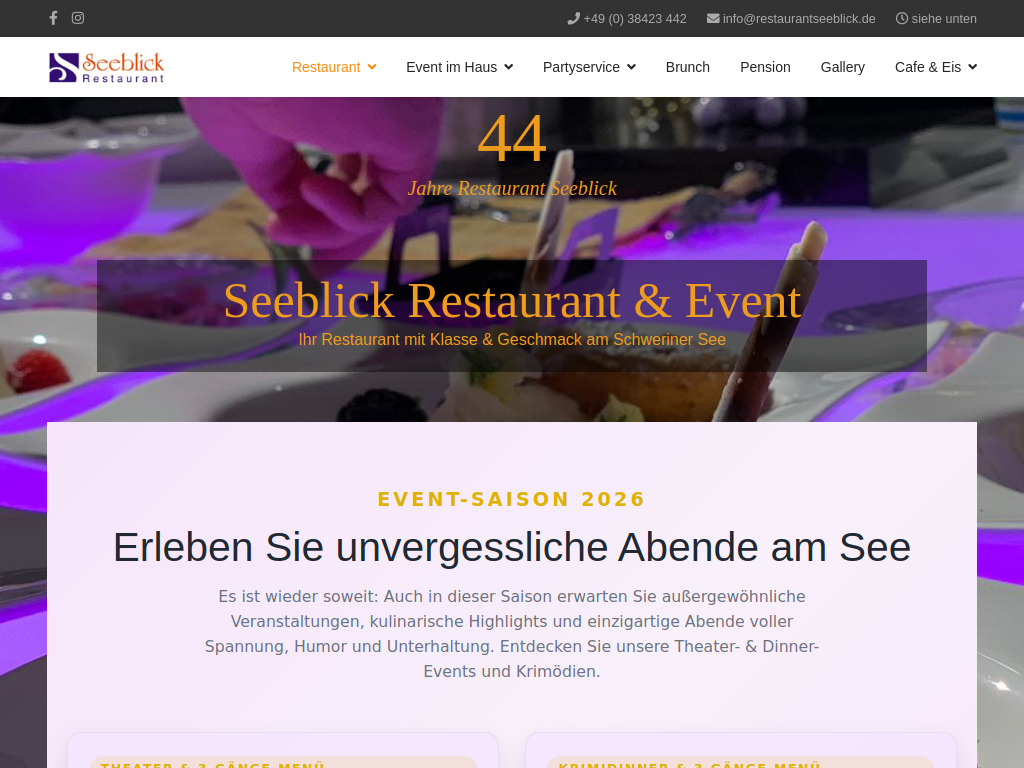 Website von Restaurant Seeblick in Bad Kleinen