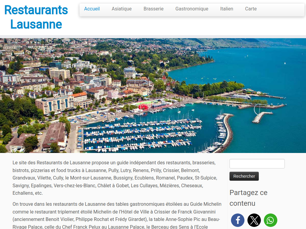 Website von Restaurants Lausanne Suisse Switzerland Schweiz & Environs
