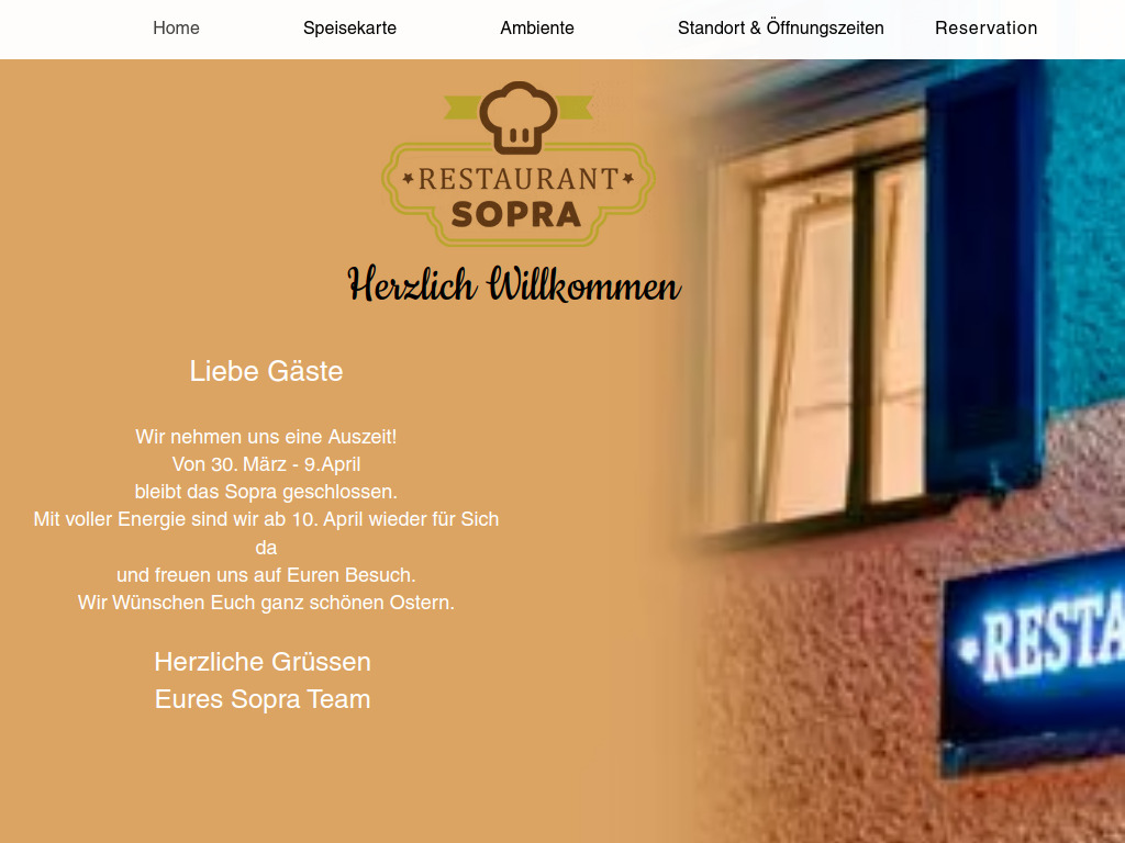Website von Restaurant Sopra in Attelwil