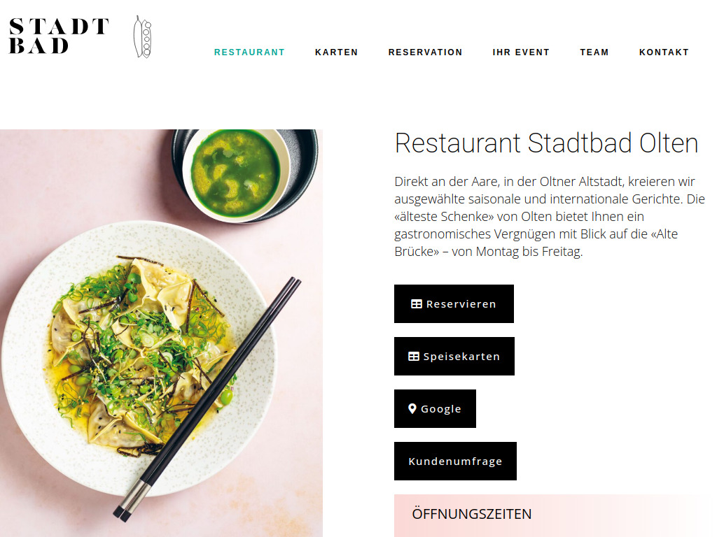 Website von Restaurant Stadtbad Olten in Aarau