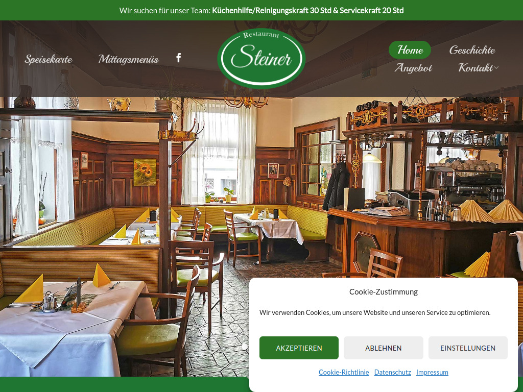 Website von Restaurant Steiner in Stockerau