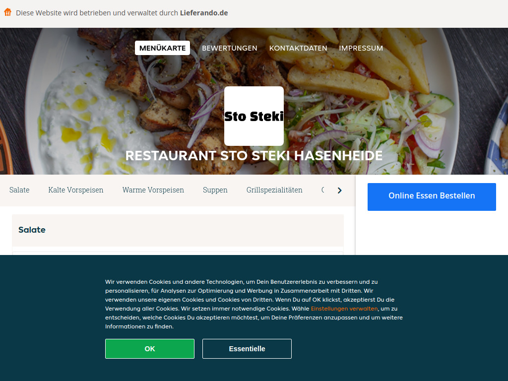 Website von Restaurant Sto Steki Hasenheide - Essen online bestellen in Berlin
