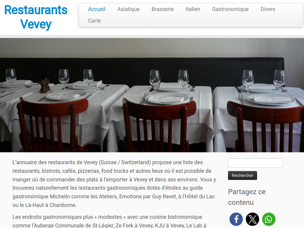Website von Restaurants à Vevey & Environs Suisse Switzerland Schweiz