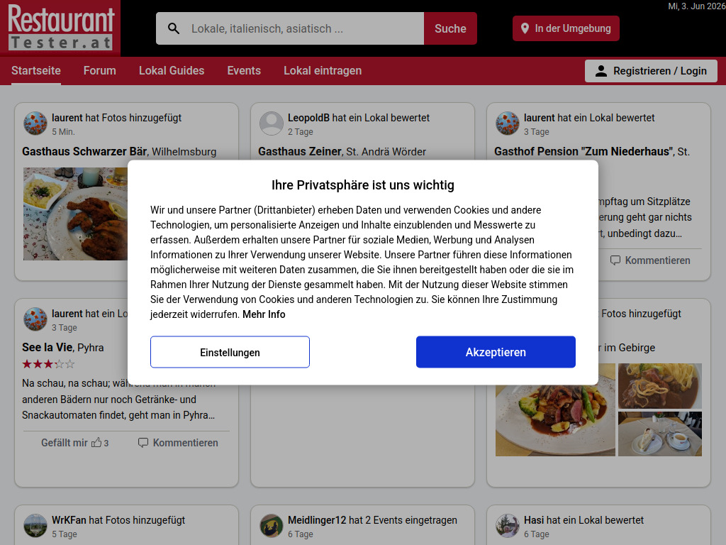 Website von restauranttester.at in Alland