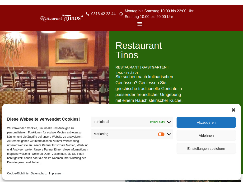 Website von Restaurant Tinos in Graz