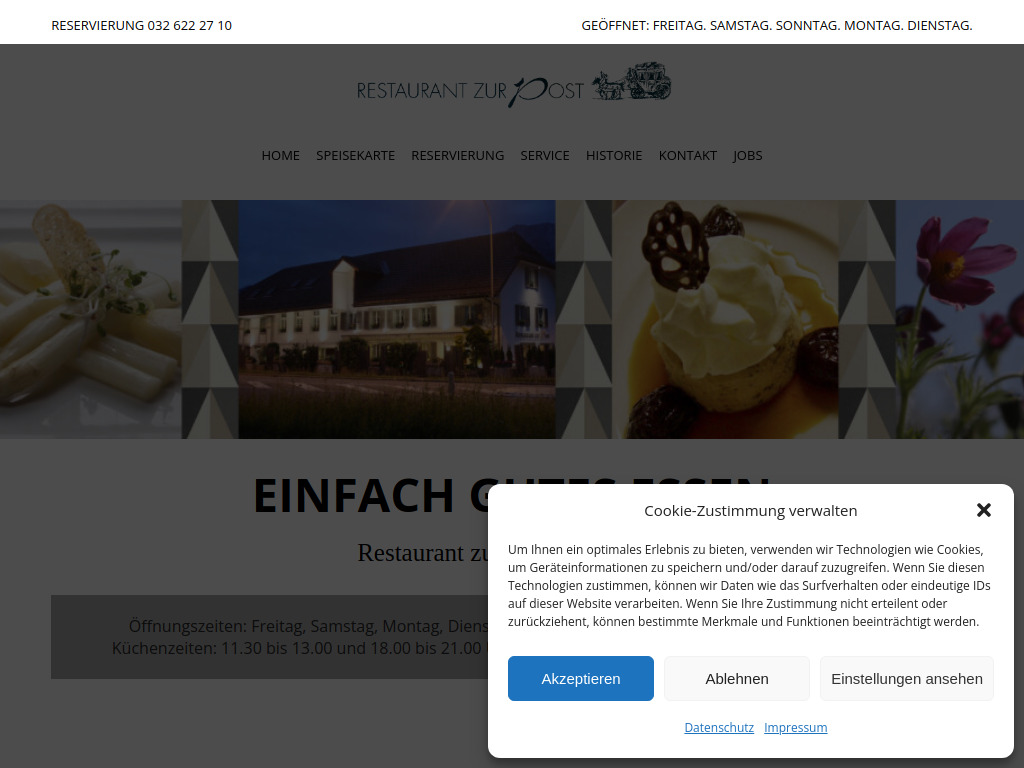 Website von Restaurant zur Post GmbH in Riedholz