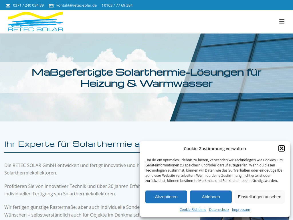 Website von RETEC SOLAR GmbH in Chemnitz