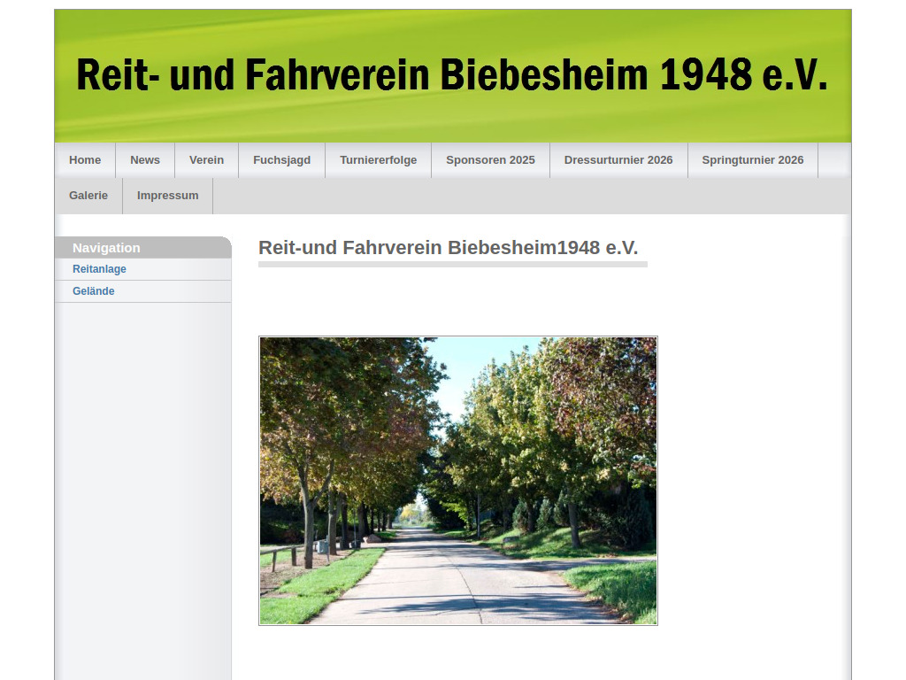 Website von Reit- und Fahrverein Biebesheim 1948 e.V. in Biebesheim