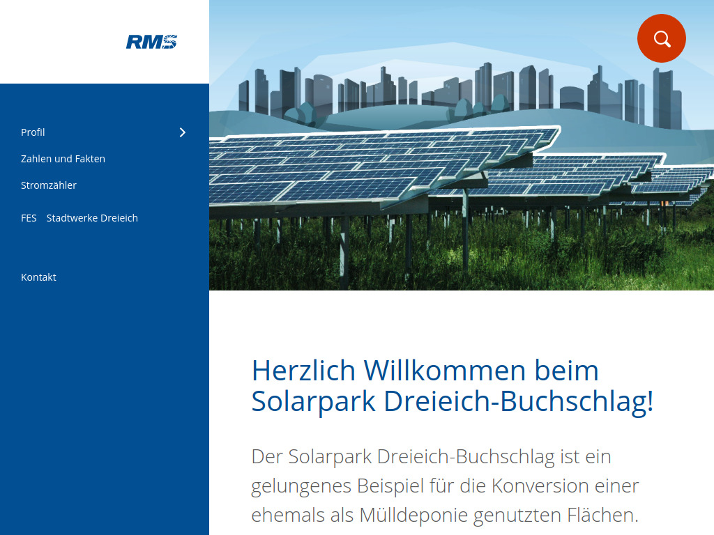 Website von RMS Rhein Main Solarpark GmbH in Dreieich