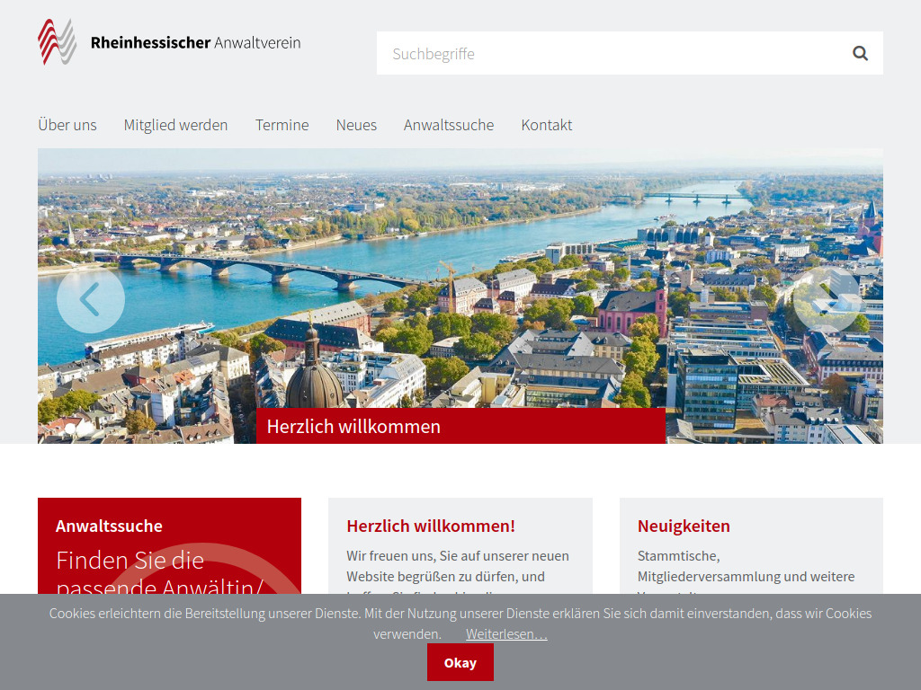 Website von Rheinhessischer Anwaltverein Mainz e.V. in Mainz