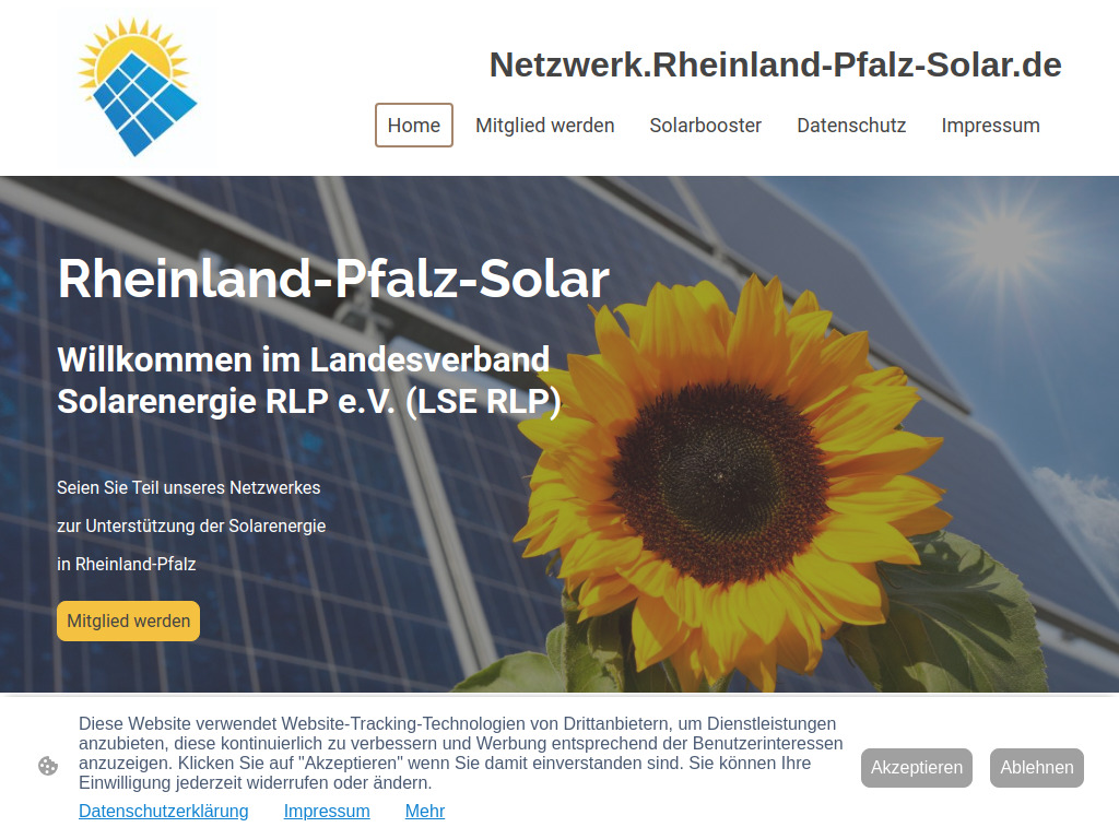 Website von Landesverband Solarenergie Rheinland-Pfalz e.V. in Ebertsheim