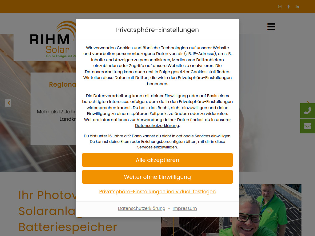Website von RIHM Solar & Gebäudetechnik in Efringen-Kirchen
