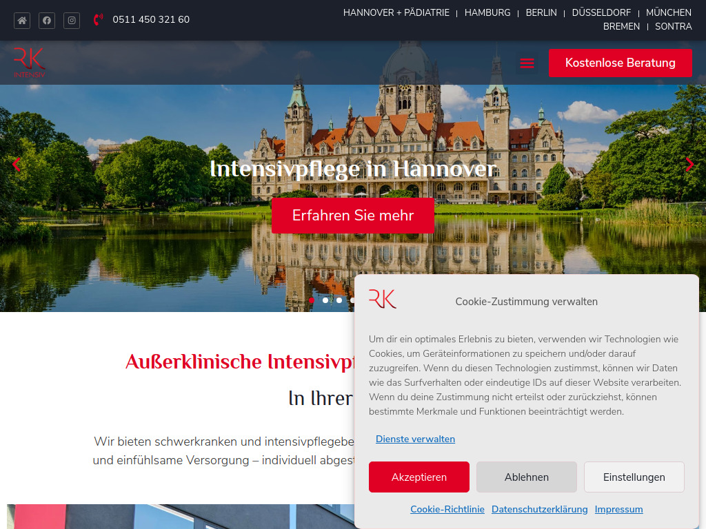 Website von R.K. Intensivpflegedienst GmbH in Hannover