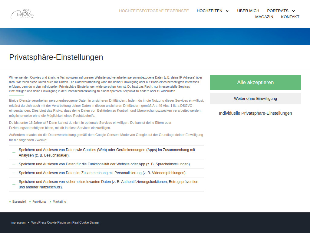 Website von Fotostudios Tegernsee