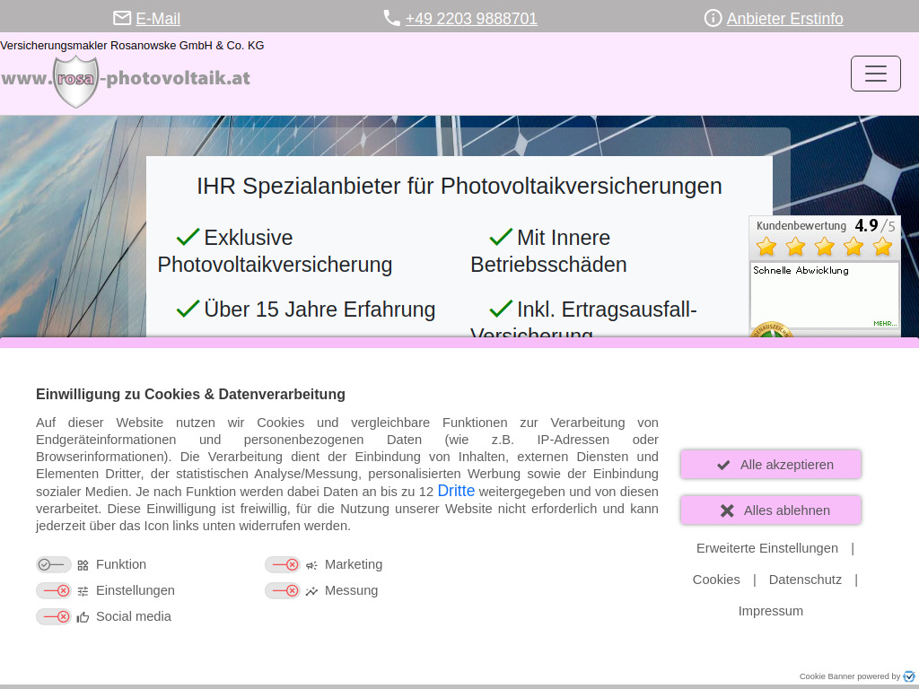 Website von Versicherungsmakler Rosanowske GmbH & Co. KG in Köln