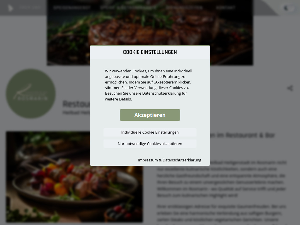 Website von Restaurant & Bar Rosmarin: Herzlich willkommen im Restaurant & Bar Rosmarin in Heilbad Heiligenstadt