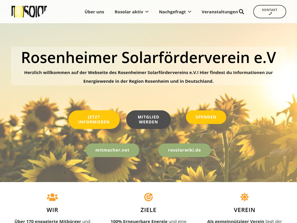 Website von Rosenheimer Solarförderverein e.V. in Rosenheim