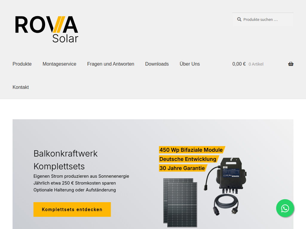 Website von ROVA Solar in Cuxhaven
