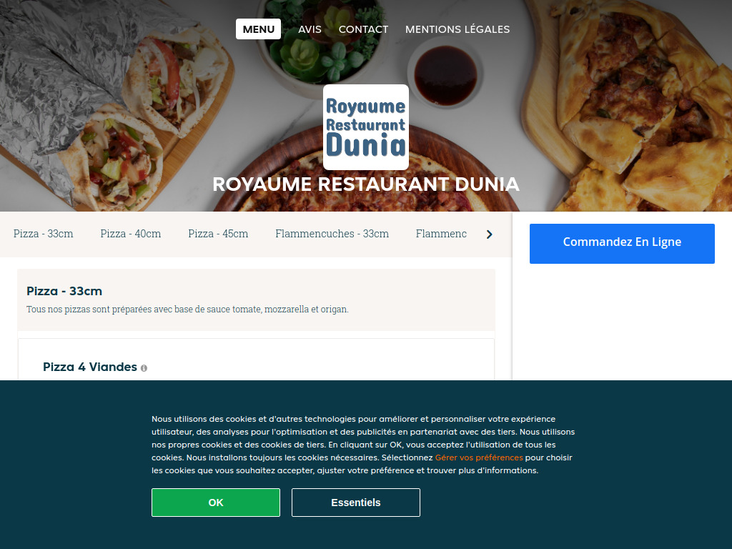 Website von Royaume Restaurant Dunia - Commander un repas en ligne à Neuchatel in Neuchâtel